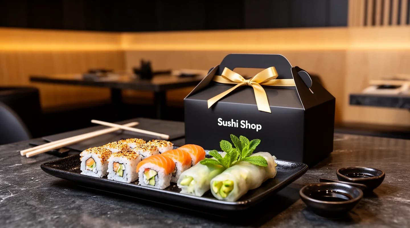 Un roll offert parmi les makis, California et Spring Rolls.